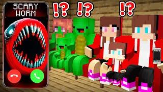 Why The Scary Worm Call JJ and Mikey Family at Night in Minecraft - Maizen ?!