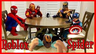 Pretend Play Roblox Spider game as Superheroes | Deion's Playtime Skits