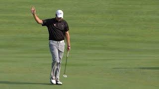 Taylor Pendrith sinks a 29-foot putt for birdie on No. 13 at RBC Canadian