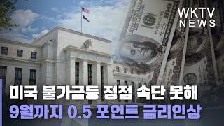 미국 물가급등 정점 속단 못해 9월까지 0.5 포인트 금리인상