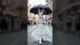 Strutting through the streets of Dubai in style Who says rabbits can't rock a dress? #dubai  #ai