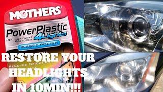 Mothers Power Plastic 4 Lights Clean & Clear headlights in only minutes!!! EASY