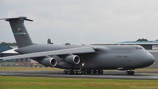 TRUMP UK VISIT: 2 US Air Force C-5M Super Galaxy's AWESOME Landings & Takeoffs (Prestwick Airport)