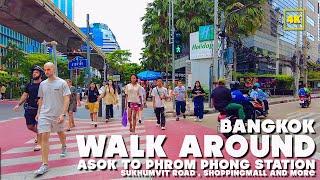 Walk through ASOK , Bangkok / Sukhumvit Road & Shopping mall (August 2024)