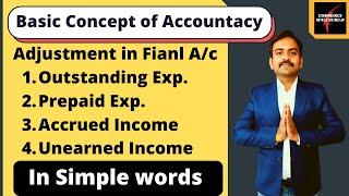 What is Outstanding Expenses, Prepaid Expenses, Accrued Income, Unearned Income || Class 11 Accounts