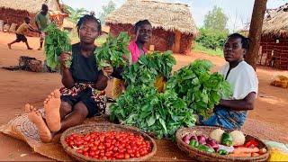 African Village Life #cooking Organic Vegetables Served With Corn Meal For Young Rural Orphans