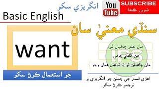 Use of Want - Basic English - Learn in Sindhi