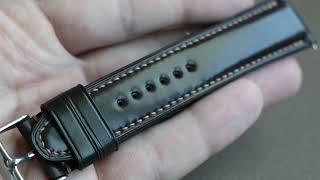 Dark Cognac Horween Genuine Shell Cordovan leather custom watch strap (Padded design)