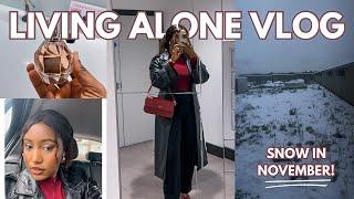 LIVING ALONE VLOG| Snowing in November+ PR Packages| Nigerian living in UK| Cooking Chicken curry