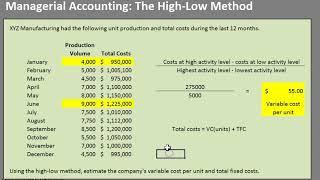 Estimating Costs Using the High-Low Method (Managerial/Cost - Estimating Variable costs/Fixed Costs)