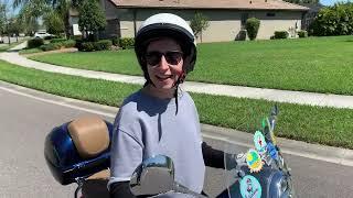 Vespa Club of Sarasota - Michelle's takes a practice ride on a Primavera#vespa #scooter #sarasota