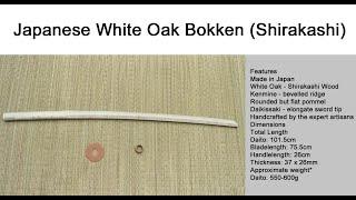 Japanese White Oak Shirakashi Bokken - Tozando