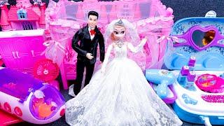 24 Minutes Satisfying With Unboxing Wedding Princess Bedroom Toys ASMR, Elsa Make Up Play Set Review