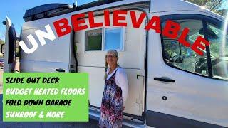 VAN LIFE: UNBELIEVABLE!! BUDGET HEATED FLOORS/SLIDING DECK/SUNROOF & MORE!