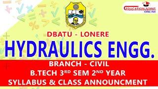 DBATU Hydraulics Engineering (DBATU- Lonere) for B.Tech Civil 3rd Sem 2nd Year Syllabus