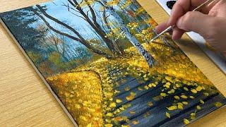 How to Paint Autumn Forest / Acrylic Painting for Beginners