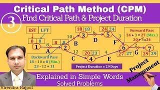 Find Critical Path & Project Duration-CPM/Critical Path Method/Project Scheduling/Project Management