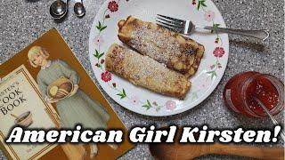 American Girl Kirsten's Cookbook! Swedish Pancakes with Strawberry Rhubarb Jam!