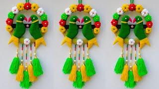 Woolen Parrot Wall Hanging Craft  | Easy Woolen Wall Hanging Design for Home Decoration