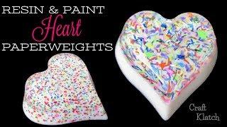 Resin and Paint Heart Paperweights DIY | Craft Klatch