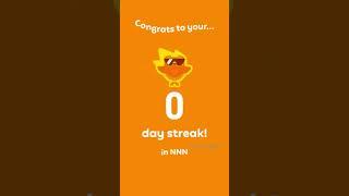 0 day streak in NNN (Duolingo meme)