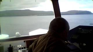 Admiral Tony Marano stearing the ferry to Sandoy