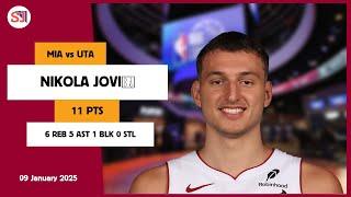 NIKOLA JOVIĆ 11 PTS vs UTA 09 Jan 24-25 MIA Highlights