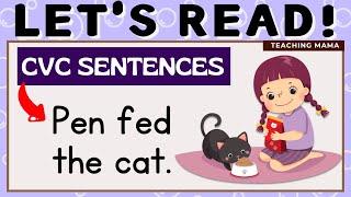 LET'S READ! | PRACTICE READING ENGLISH | CVC SENTENCES | LEARN TO READ | TEACHING MAMA