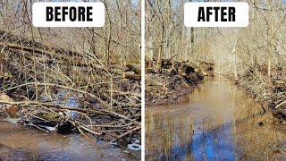 Unclogging MASSIVE Drainage Ditch To Drain FLOODING Pond