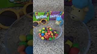 Filling Colorful SkittlesSour Candy's | in the Cristal Glass  #skittles #asmrsounds #shorts