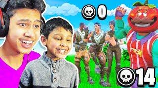 7 Year Old CARRIES Squads while I actually play in Fortnite...