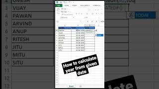 How to calculate age from DOB/ #excel #exceltips #exceltutorial #exceltips #shorts #techmicrosoft