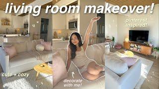 LIVING ROOM MAKEOVER!  decorating, cleaning, etc! aesthetic & cozy