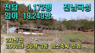 전남곡성 전답임야 , 20년이상된 소형 염소축사 포함, 싼 땅, 기반시설 완비