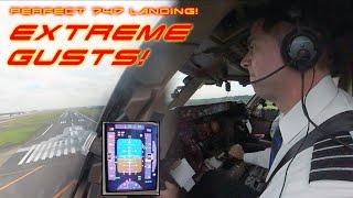 B747 LANDING, EXTREME STORM GUSTS! National Airlines USA : Enrique's TOP Tokyo Landing [AIRCLIPS]