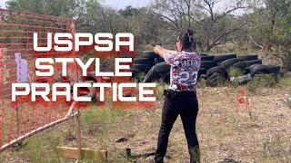 USPSA STYLE PRACTICE BEGINNERS FIRST PRACTICE WOMAN SIG P226 LEGION