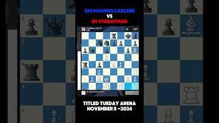 GM Magnus Carlsen Vs IM SyrBatman - Titled Tuesday Nov 5 2024 #shorts #chess