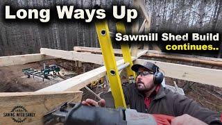 Setting the Roof Ridge Board By Myself with this Handy Jig (Sawmill Shed Build Ep 17)