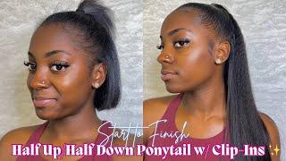 Half Up Half Down Ponytail Tutorial w/ Seamless Clip Ins (on short hair)  *beginner friendly*