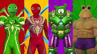 FUNNY COLOR DANCE CHALLENGE | Spider Alien Dame Tu Cosita vs Hulkbuster Gummy Bear and Hulk Pou