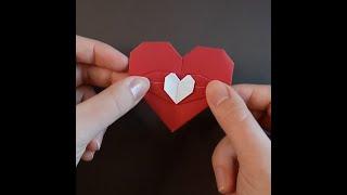 Двойное сердечко  Оригами валентинка из бумаги за минуту своими руками #shorts Easy Origami Heart