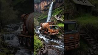 Evolution from a Rusty Mixer Truck to a Cool Neon Mixer Truck