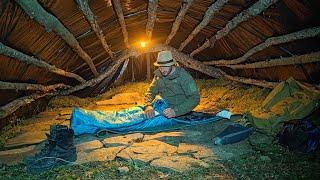 Alone in the Wild: Building a Shelter with Fallen Trees | Solo Overnight in the Mountain Forest