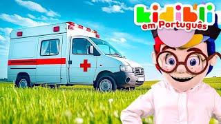 As crianças brincam com uma ambulância de verdade | As crianças fingem brincar!  Kidibli