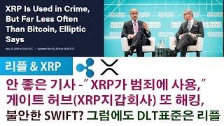 리플&XRP) 악재 기사 -”XRP가 범죄에 사용,” 게이트 허브(XRP지갑회사) 또 해킹, 불안한 SWIFT? 그럼에도 DLT표준은 리플