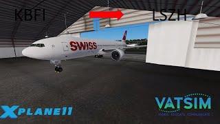 (*xp11*) | Vatsim | Seattle (KSEA) to Zurich (LSZH) Flight Factor 777-200LR (Delivery Flight)
