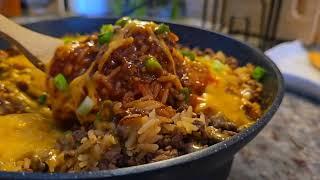 One-pan ENCHILADA RICE Casserole EASY! | BEEF & RICE Enchiladas Skillet Recipe