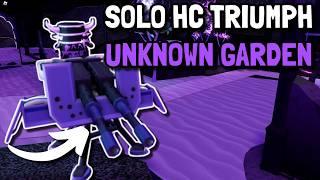 SOLO HARDCORE TRIUMPH ON UNKNOWN GARDEN WITH GATLING GUNNER | Roblox Tower Defense Simulator TDS