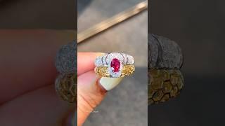 Кольцо золото Au750, Бирманский Рубин 1.01ct. Голубиная кровь, бриллианты #ruby #ring #gems