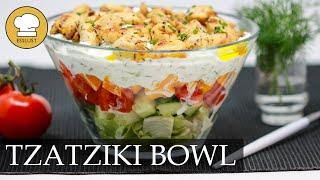 TZATZIKI-BOWL mit PUTENWÜRFELN - lecker low carb